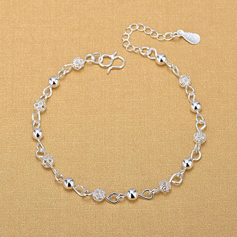 925 Sterling Silver Lantern Ball Charm Bracelet