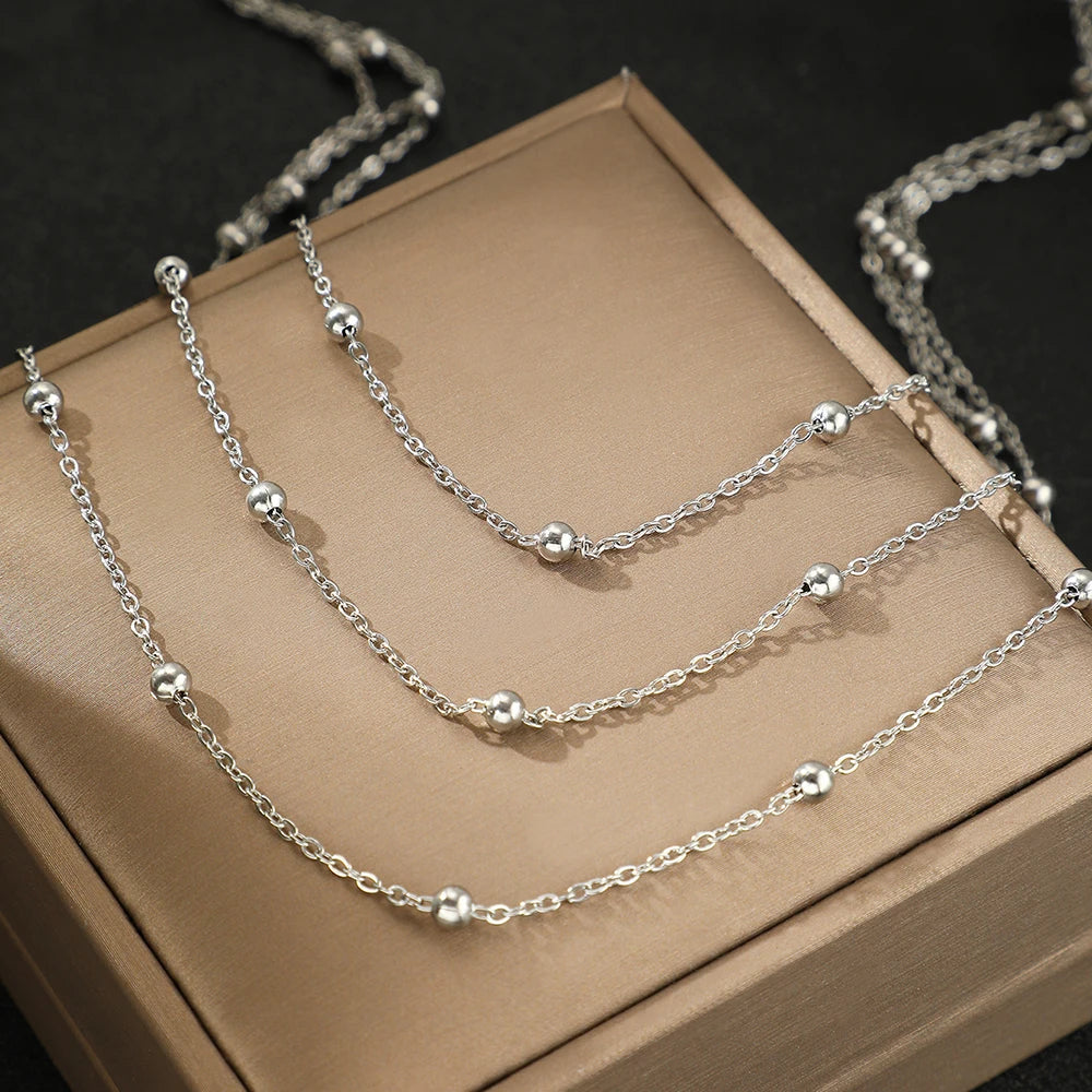 High-End Stainless Steel Multi-Layer Beads Necklace