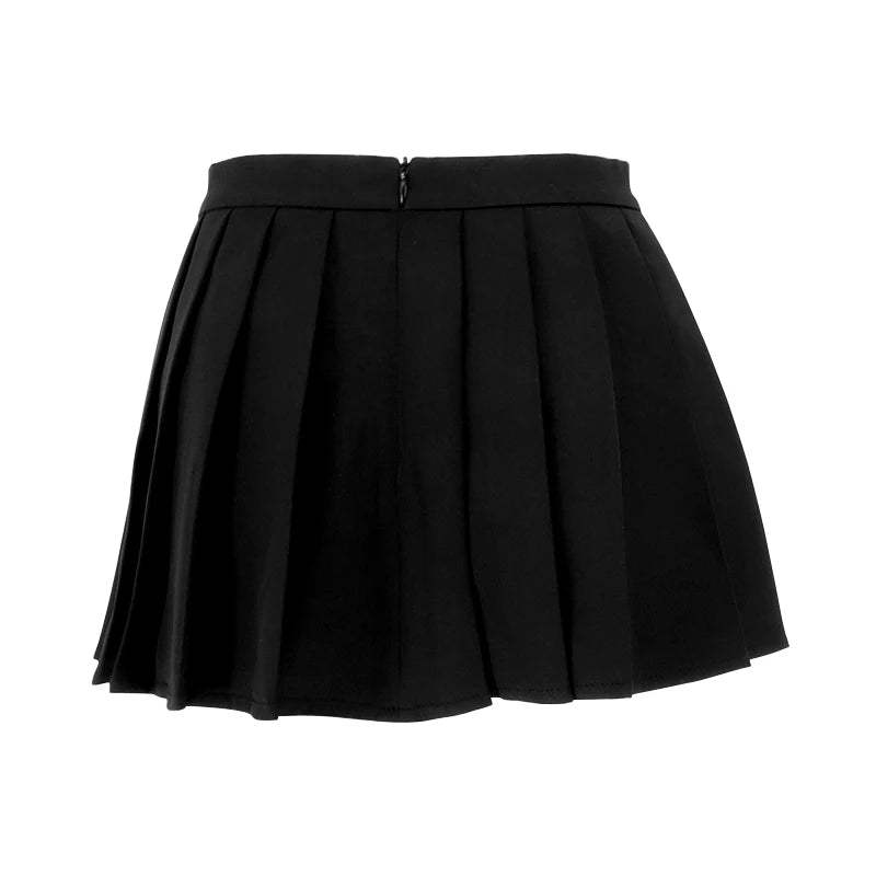 Women’s Sexy Zipper Pleated Mini Skirt