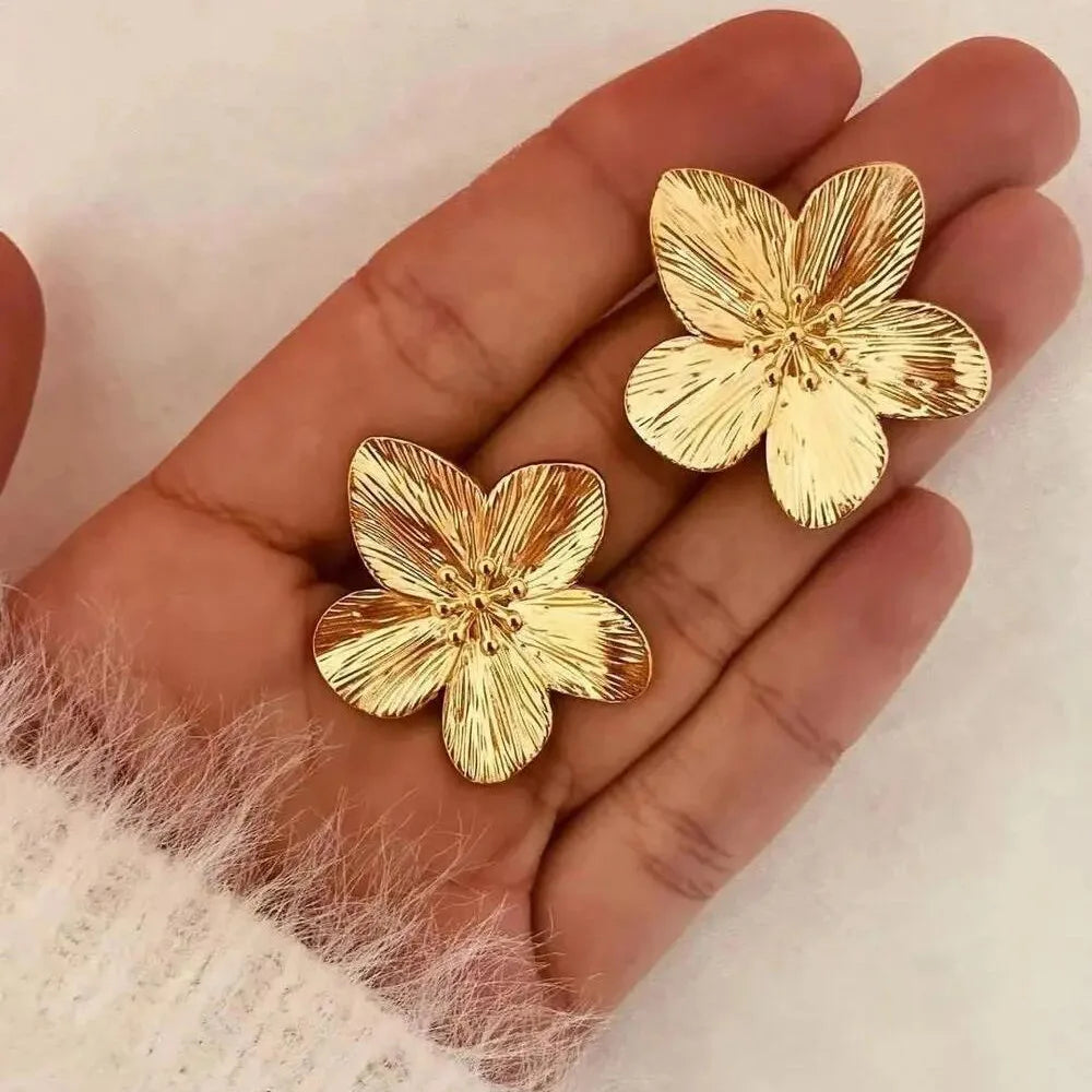 2PC Stainless Steel Flower Earrings