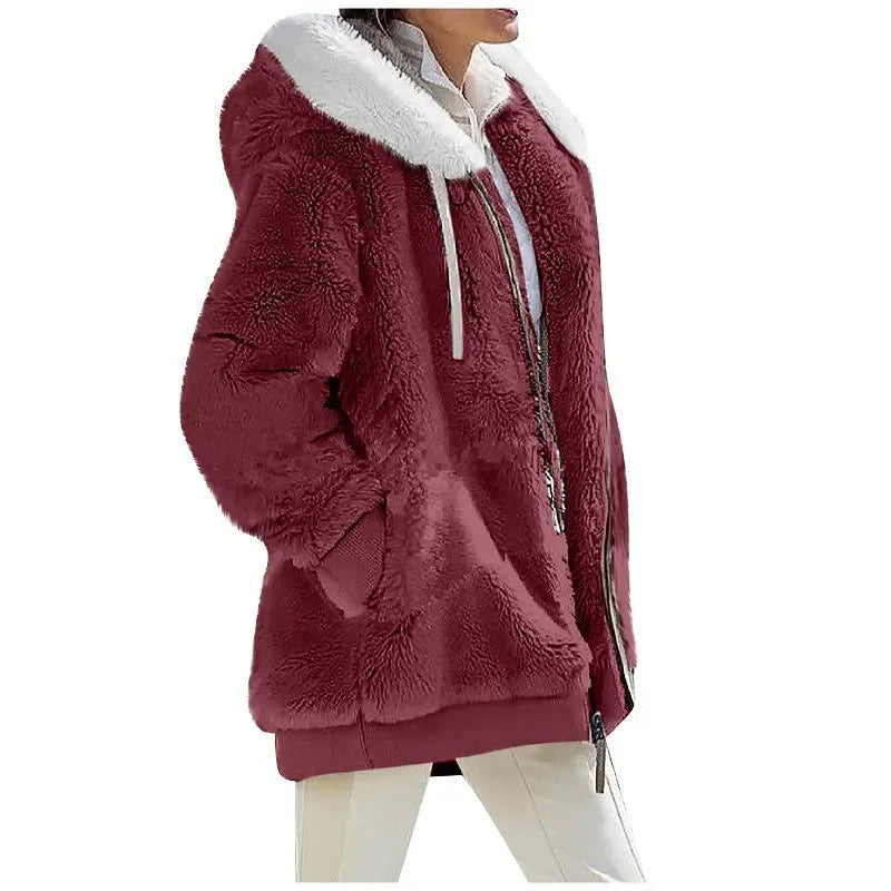 Women’s Hooded Cashmere Fleece Coat