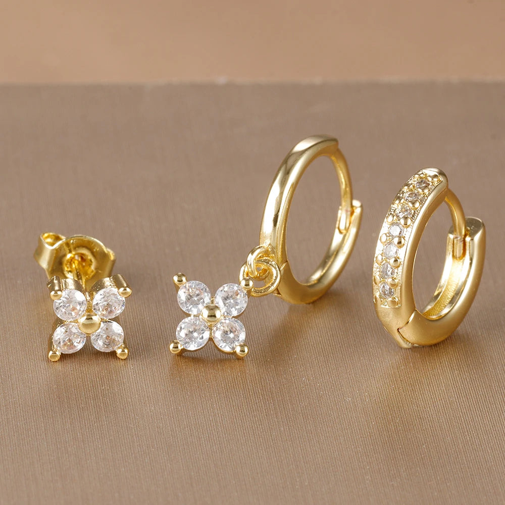 3PCS Korean Stainless Steel Hoop Earrings Set