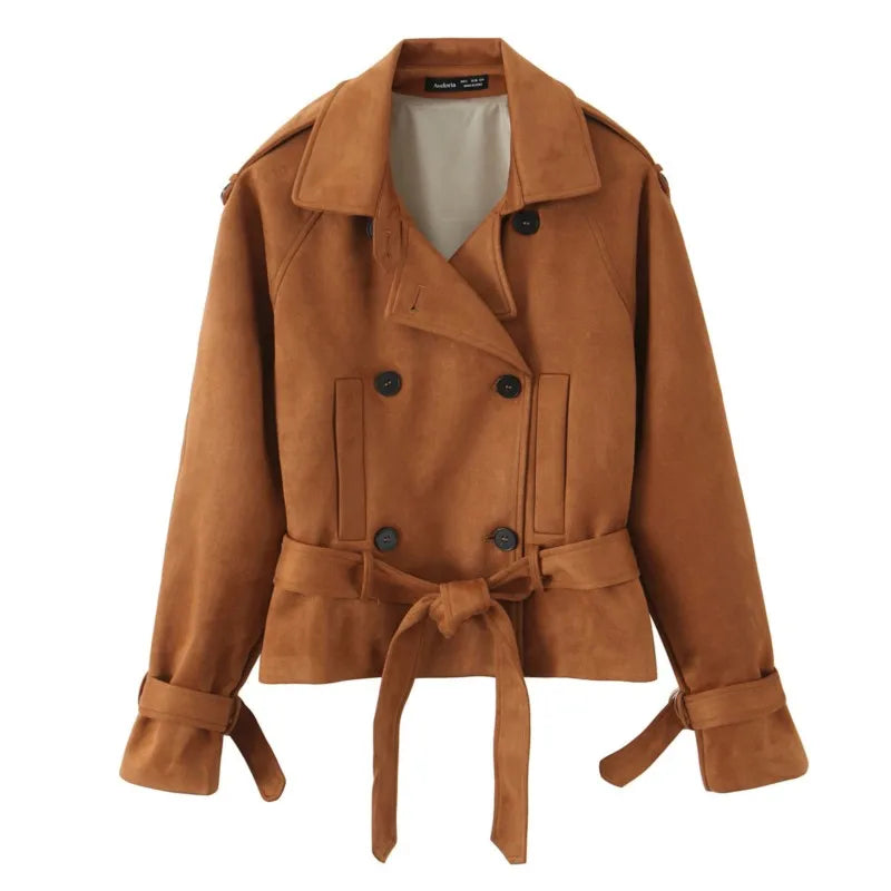 Autumn Winter Women Vintage Suede Jacket Coat