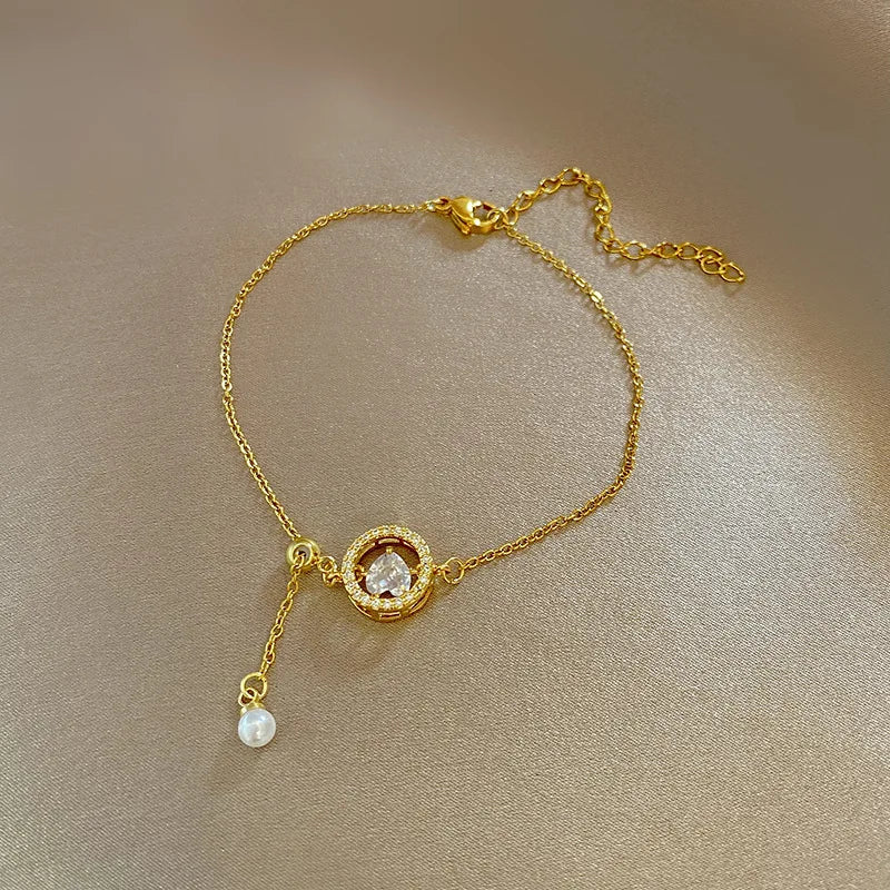 Luxury AAA Zircon Opal Clover Adjustable Bracelet
