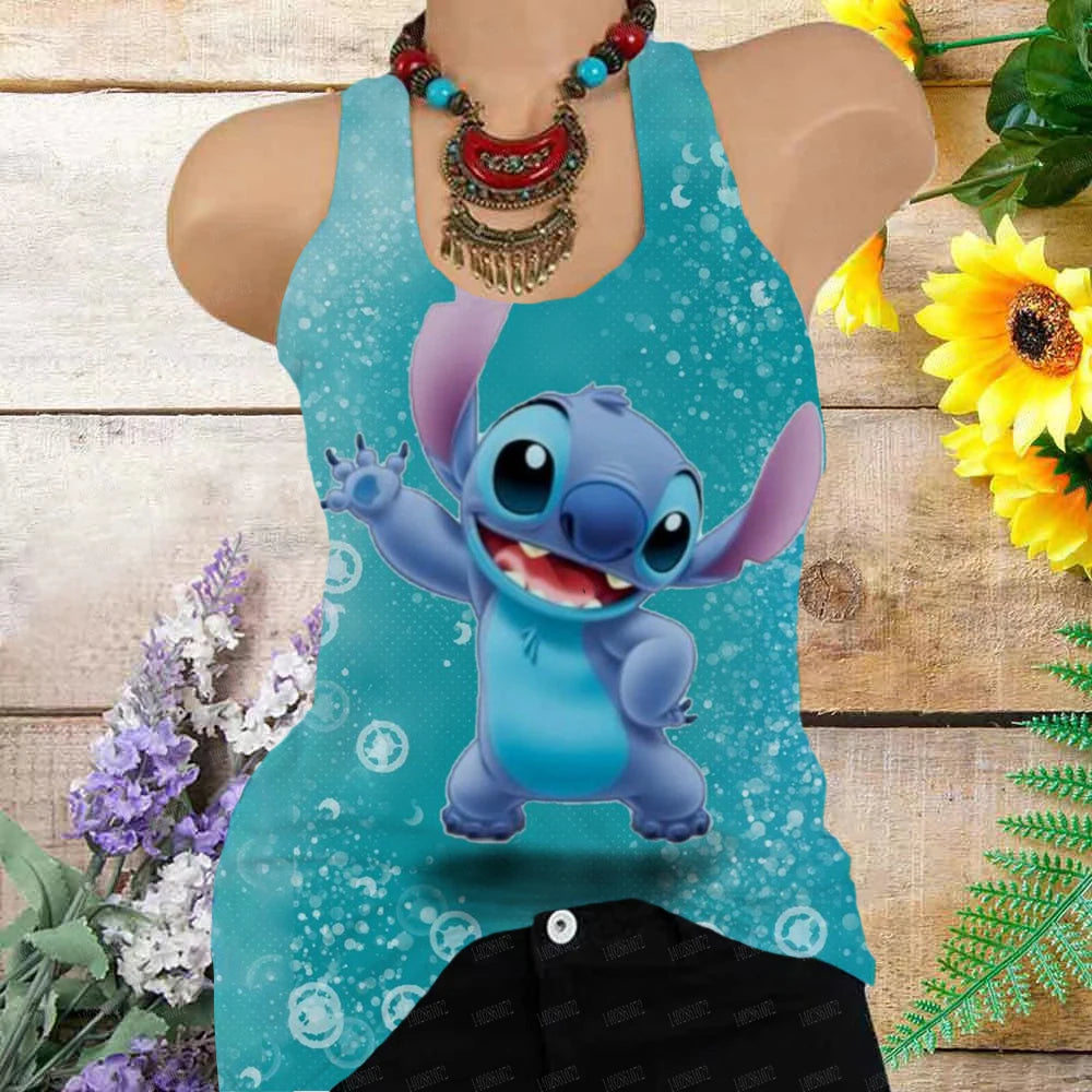 Summer Stitch 3D Print Oversized Tank Top