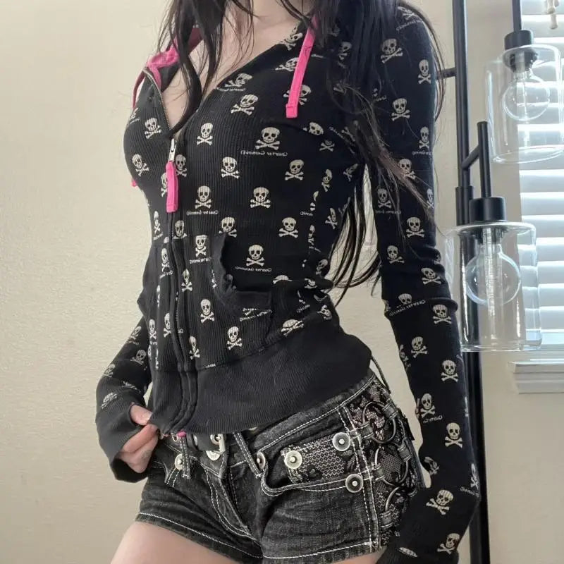 Punk Hoodie Y2k Clothes Hot Girl Slim Zipper