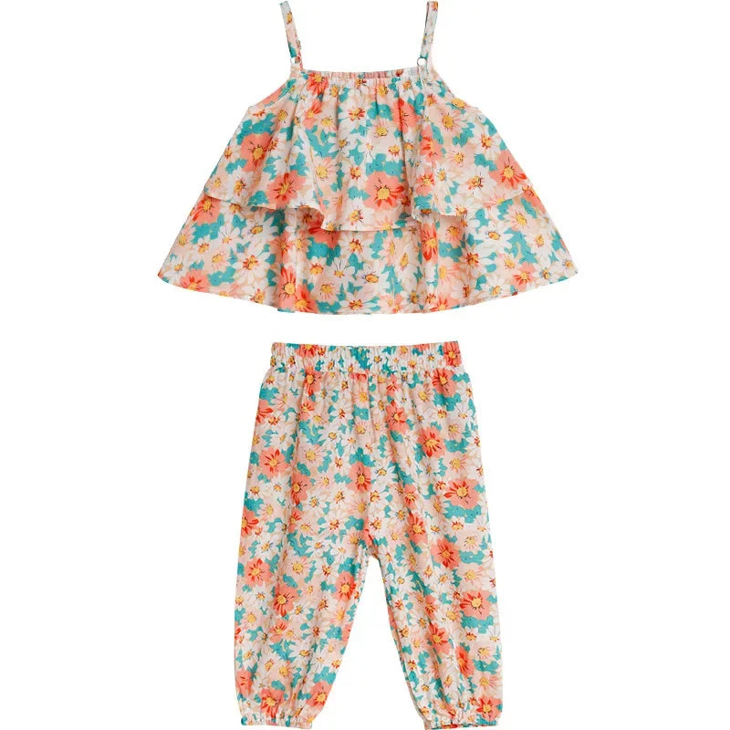 Baby Girls' Floral Vest & Mosquito Pants Set