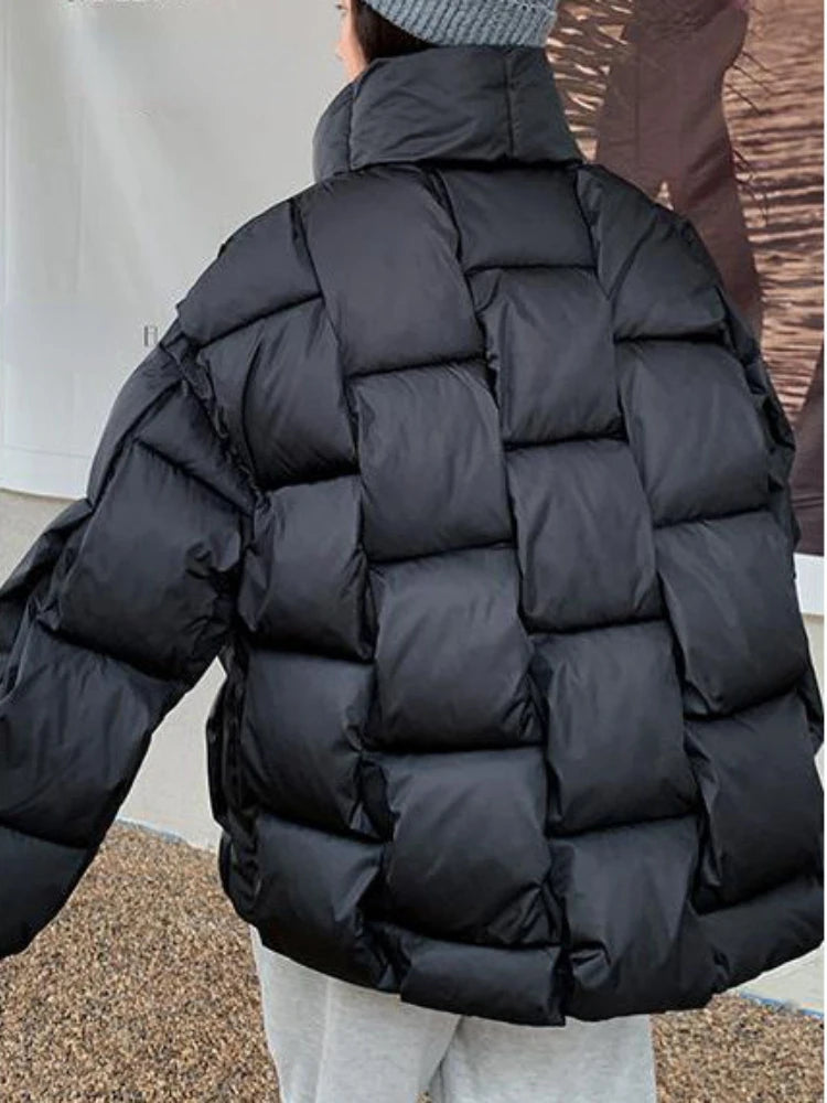 Winter Jacket for Women Three-dimensional Plaid Woven Fashion