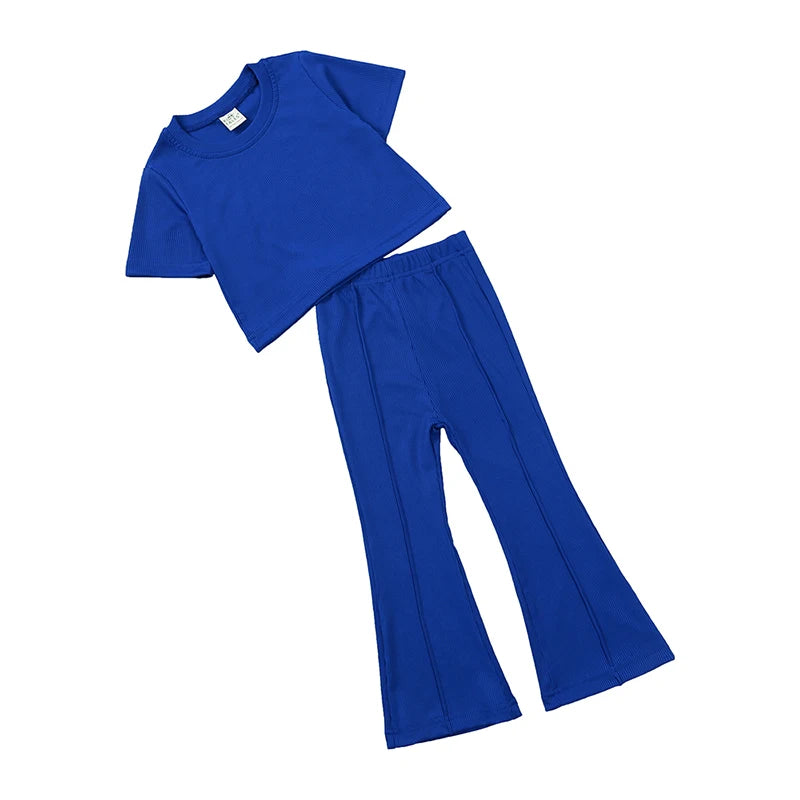 Girls' Crewneck T-Shirt & Bell-Bottom Pants Set
