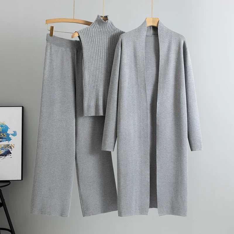 Women’s 3-Piece Knitted Cardigan Tracksuit