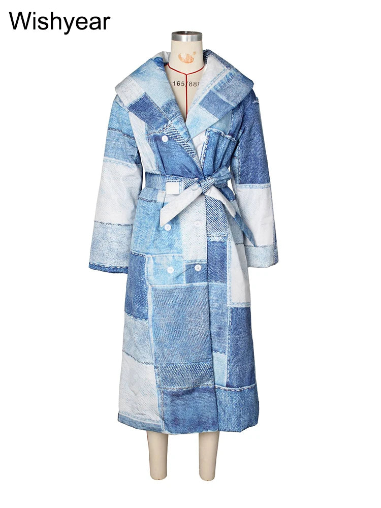 Elegant Cotton-Padded X-Long Coat Women Fashion