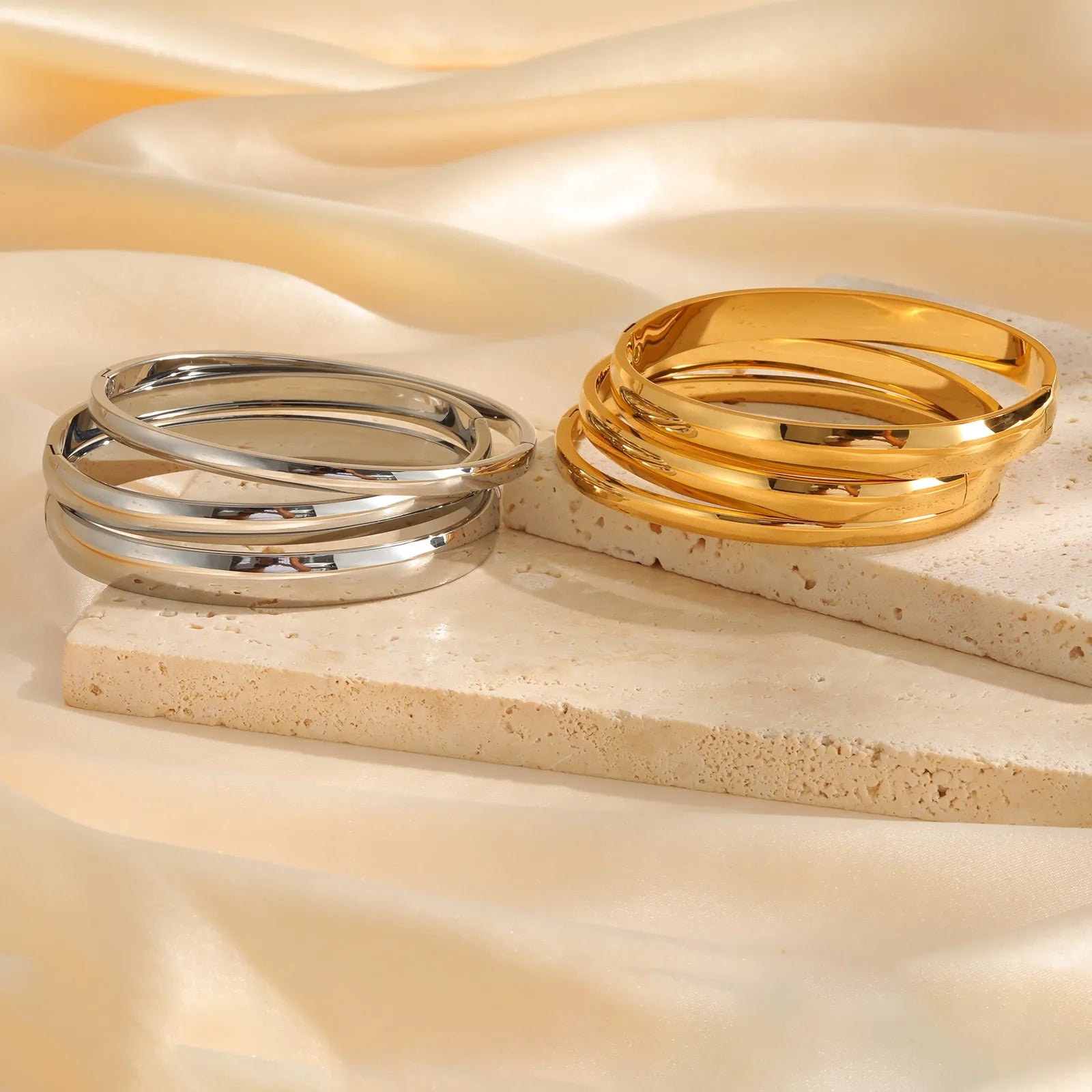18K Gold Plated Stainless Steel Openable Bracelets