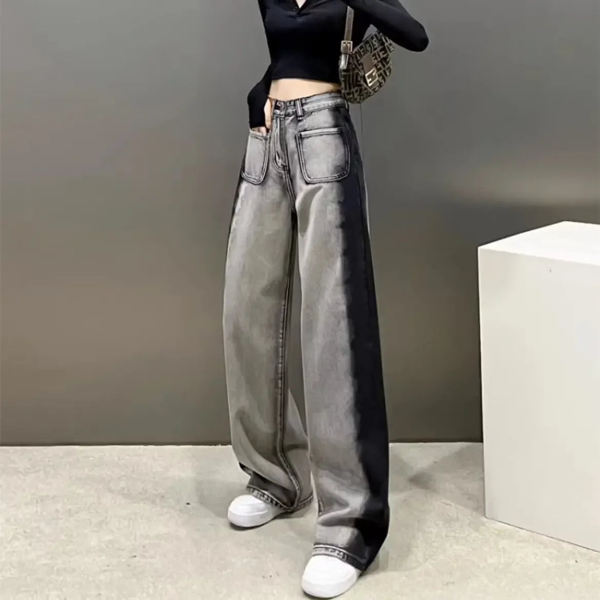 Women's High-Waisted Straight-Leg Jeans