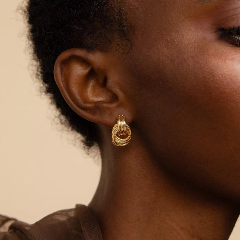Vintage Three-Layer Mini Knot Stud Earrings