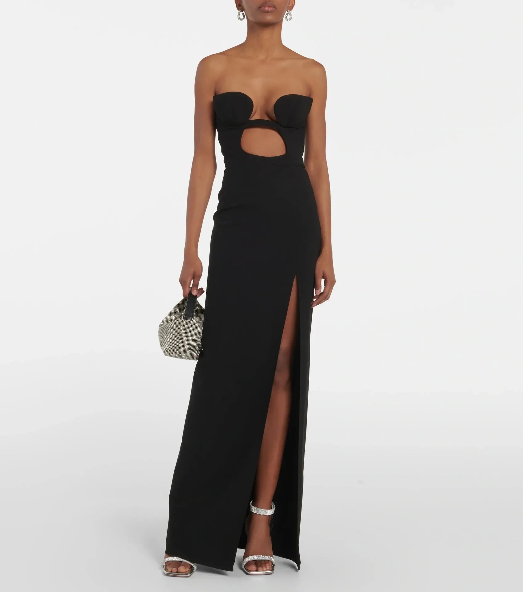 2024 New Summer Black Strapless Long Split Bandage Dress