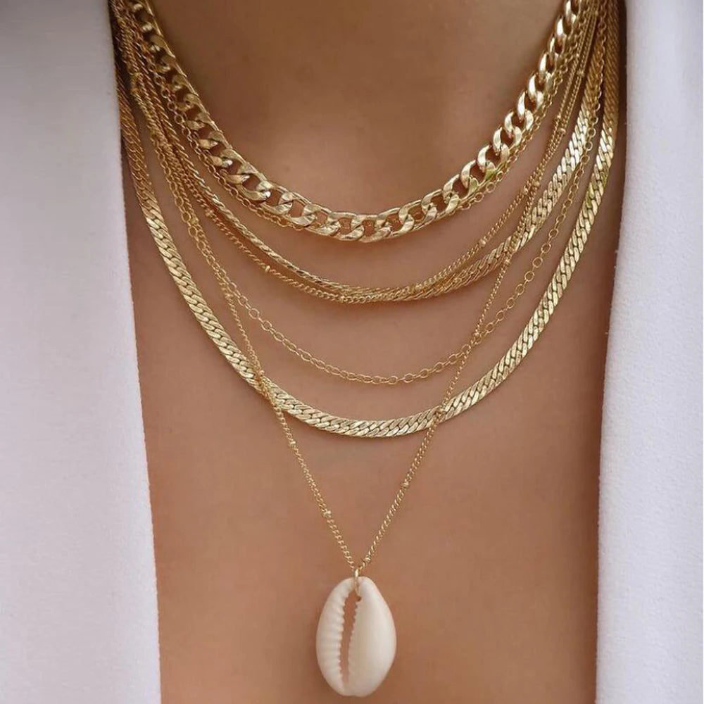 Boho Gold Multi-Layer Crystal Necklace