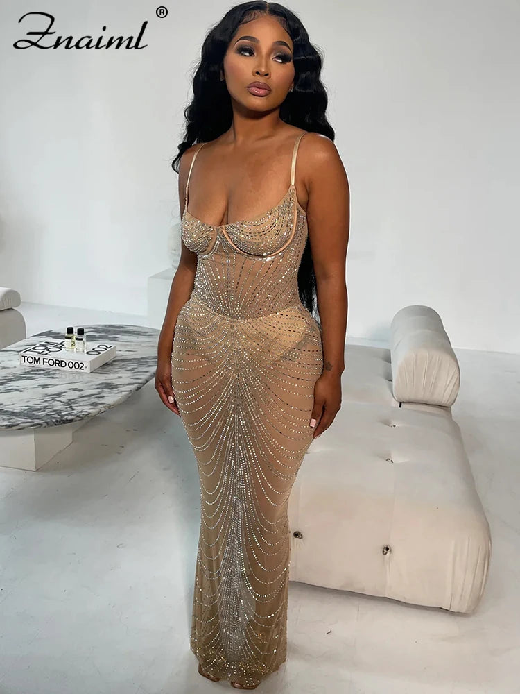 Znaiml Sexy Mesh See Through Night Party Club Birthday Dress