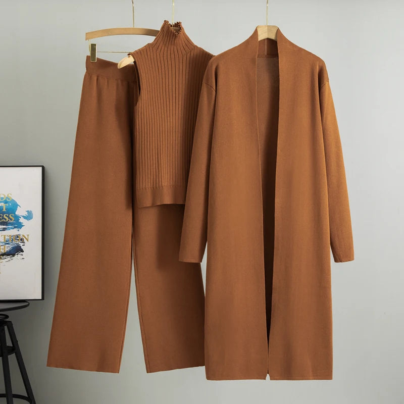 Women’s 3-Piece Knitted Cardigan Tracksuit