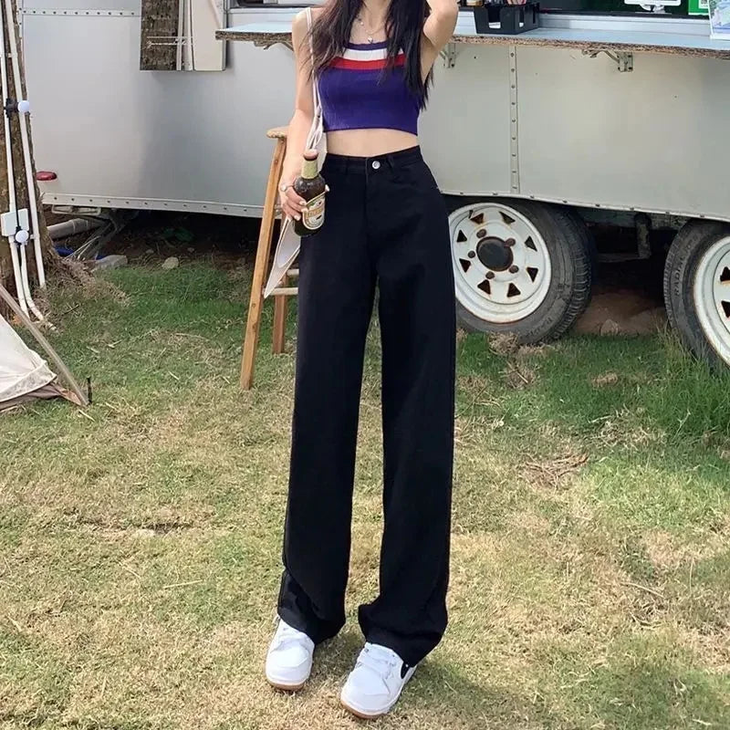 High Waist Straight Leg Bell Bottom Jeans