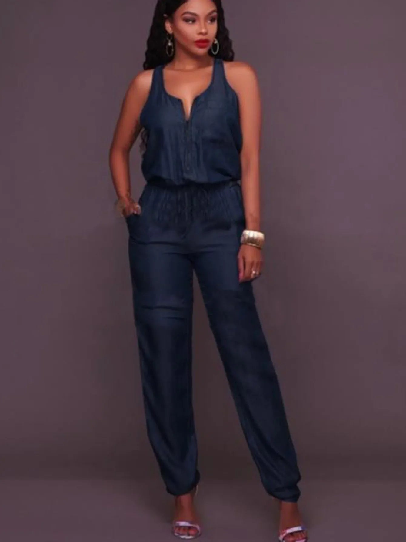 Sexy Denim Blue Jumpsuit Romper