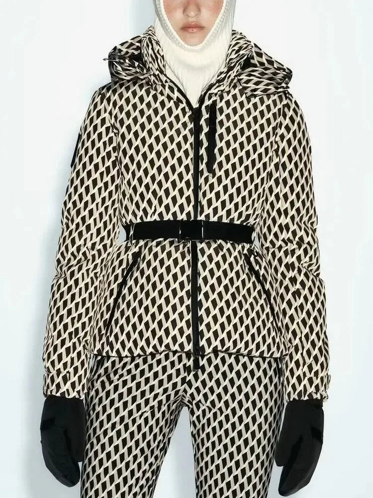 Women's Winter Hooded High Waist Padded Sport Parkas Coats