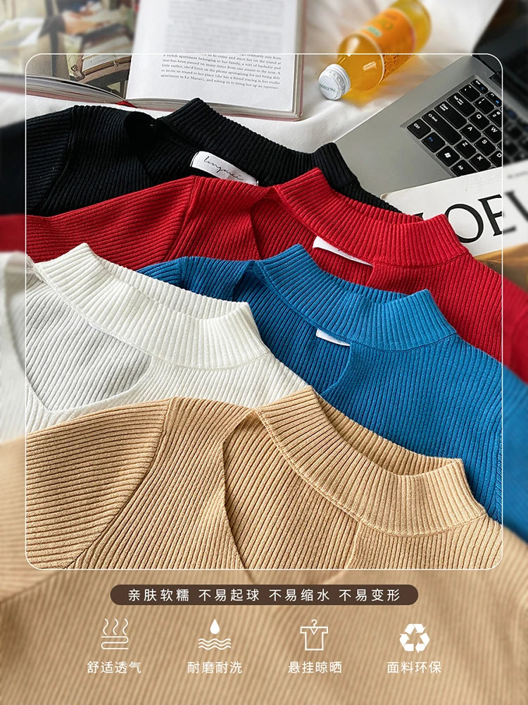 Basic Hollow-Out Women's Knit Pullover Sweater