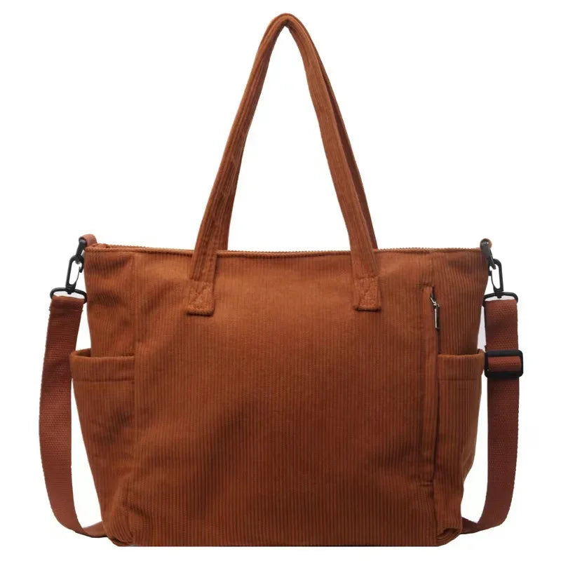 Versatile Corduroy College Shoulder Bag