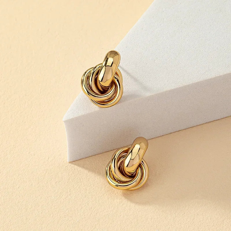 Knot Hoop Twist Stud Earrings