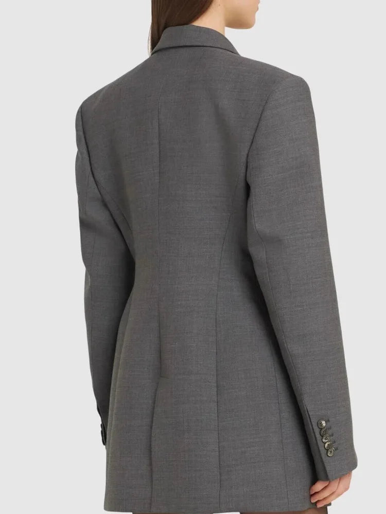 IEQJ Fashion Solid Color Blazer Women's Notched Long Sleeve Single Breasted Suit Jacket 2025 Summer New Tide 3QW1130