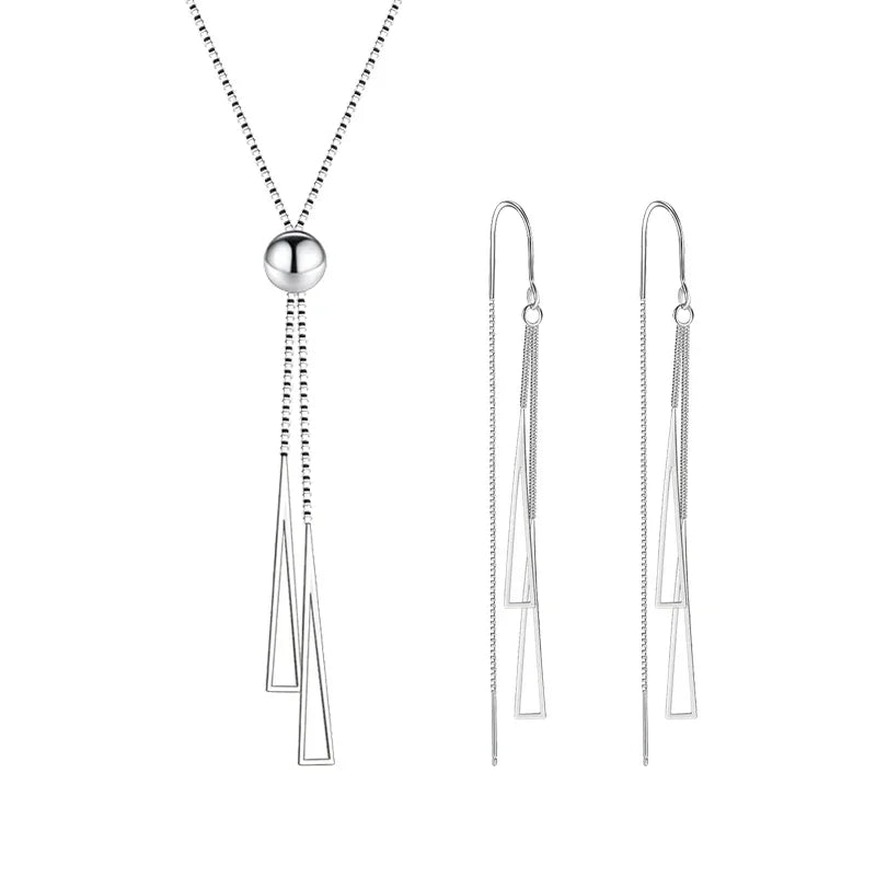 Sterling Silver Triangle Pendant Set