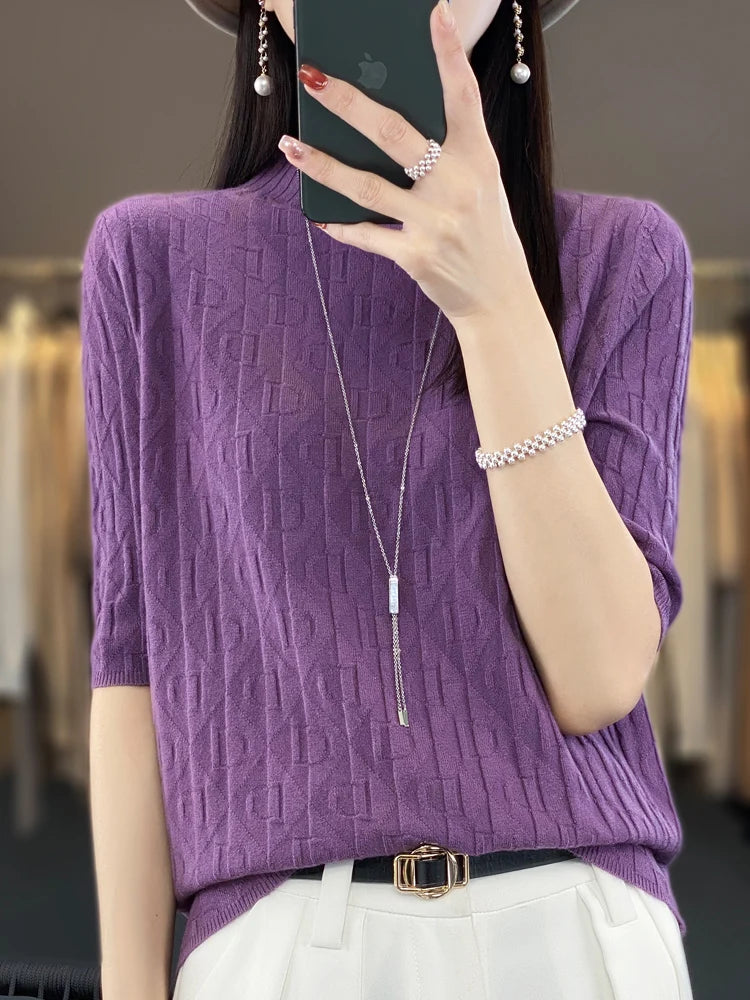 Women’s Diamond Letter Design Knit Sweater