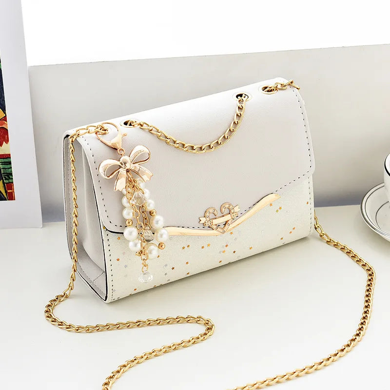 Korean Crossbody Bag with Pendant Chain