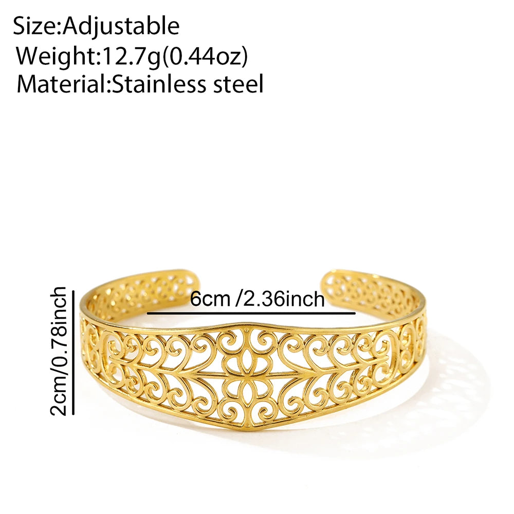 High-End Vintage Hollow Flower Stainless Steel Bracelet