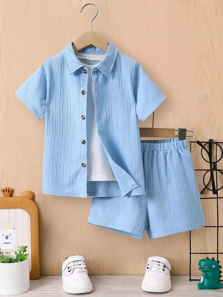 Boys' Blue Wave Shirt & Shorts Set