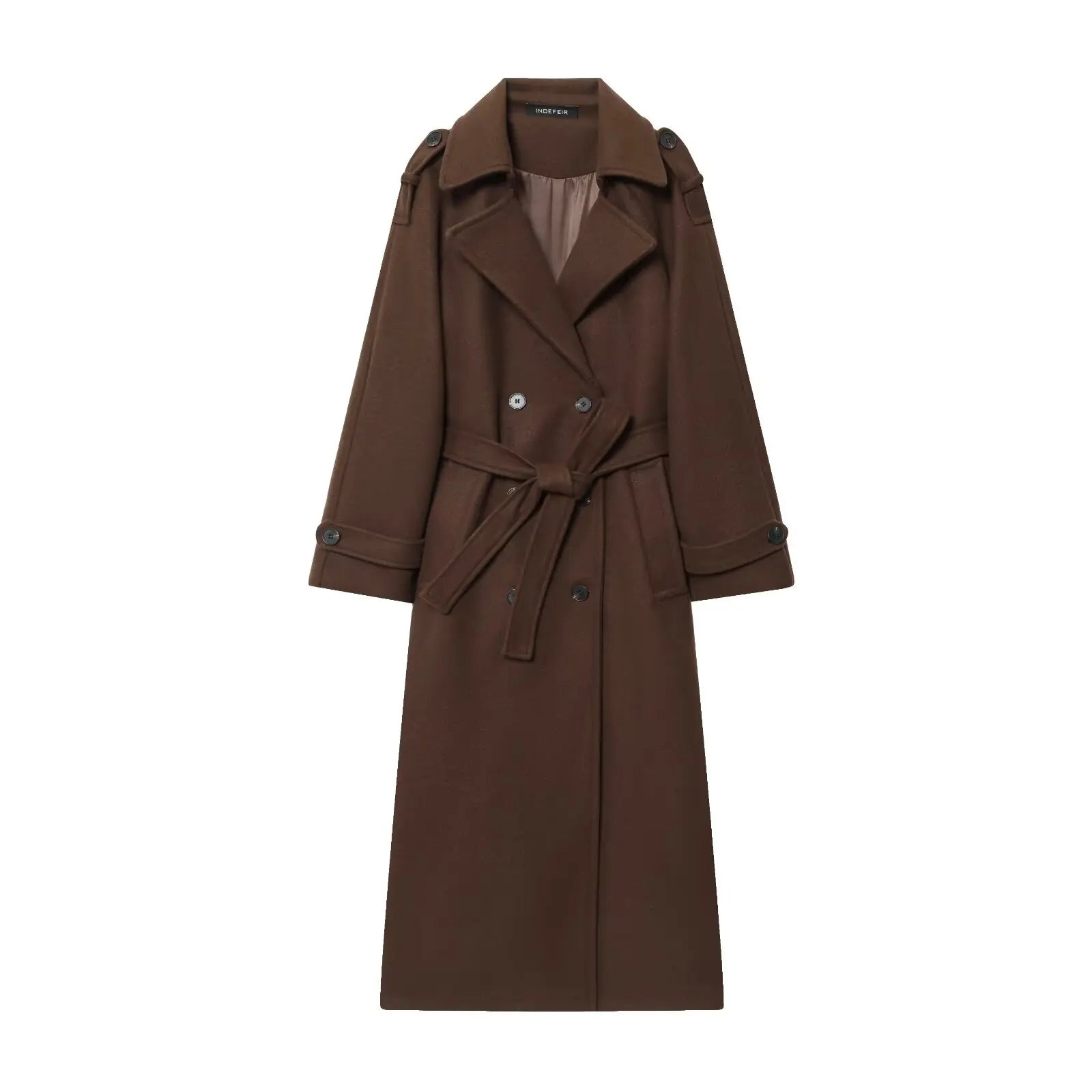 HH Women Fashion Lapel Double-breasted Pocket Belte