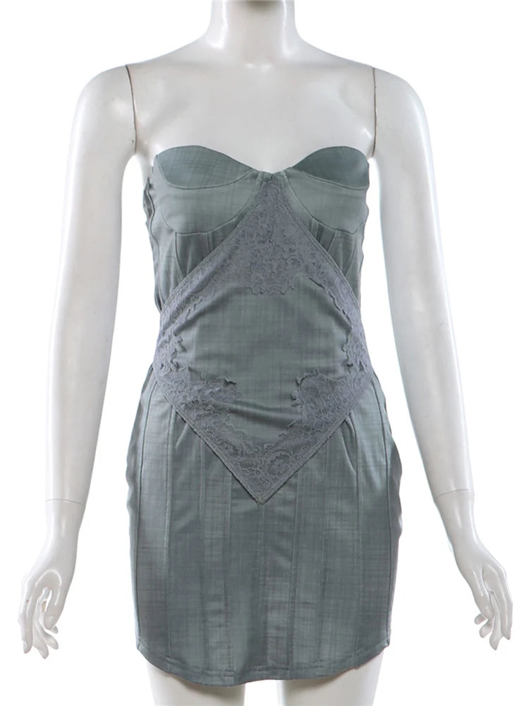Weird Puss Sexy Jacquard Patchwork Dress Women Trend Sleeveless