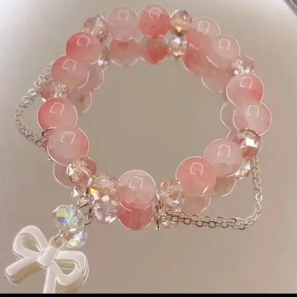 Fairy Butterfly Green Bead Tassel Bracelet
