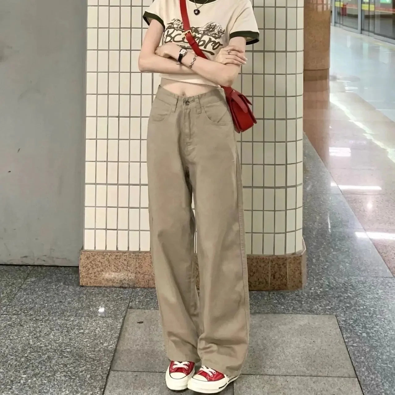 High Waist Straight Leg Bell Bottom Jeans