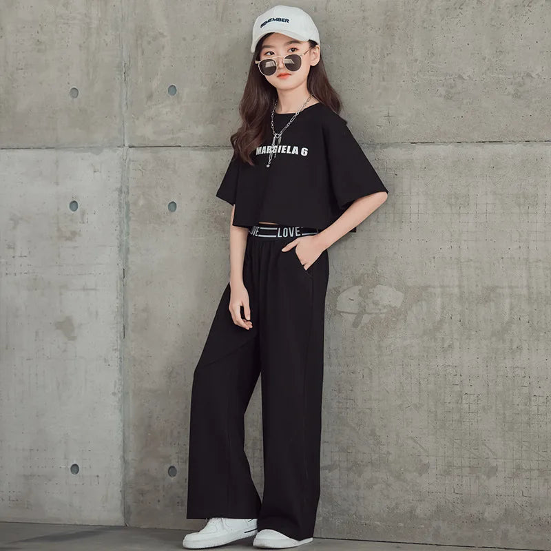 Teen Girls' Letter Top & Pants Set