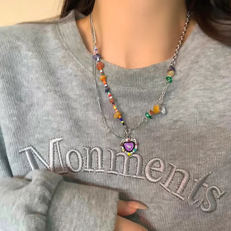 Luxury Heart Shaped Zircon Pearl Necklace