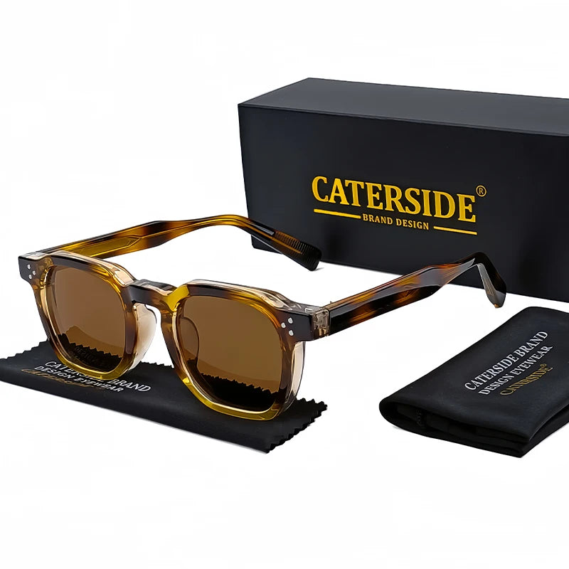 CATERSIDE Retro Punk Square Sunglasses 2 Pieces