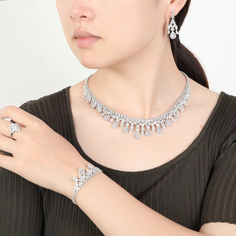 Retro Zircon Engagement Jewelry Set