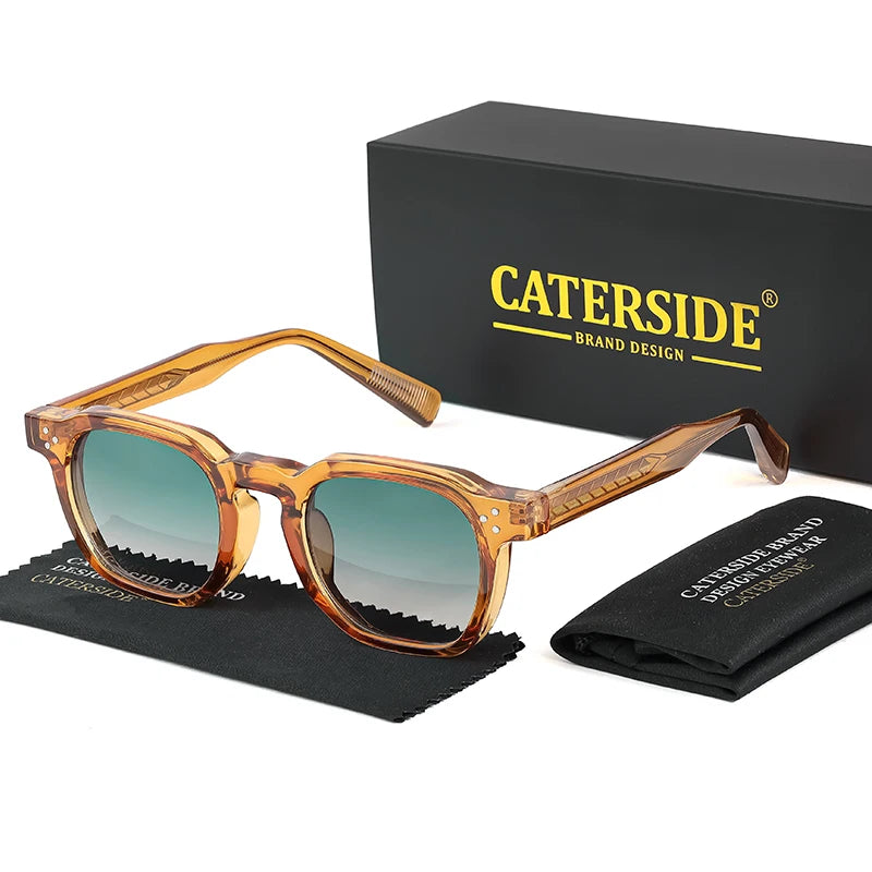 CATERSIDE Retro Punk Square Sunglasses 2 Pieces