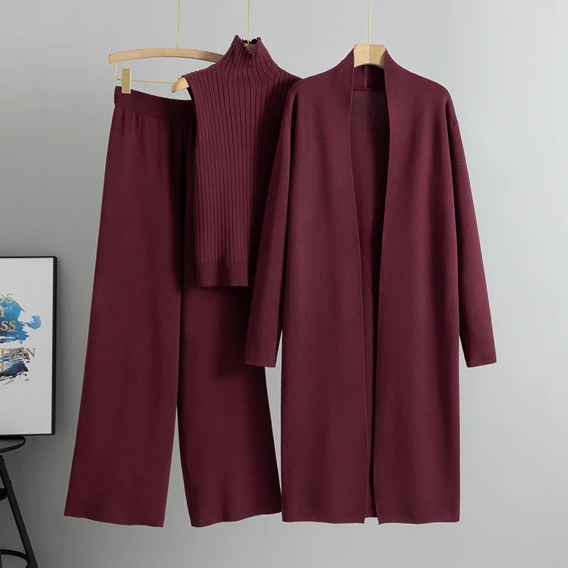 Women’s 3-Piece Knitted Cardigan Tracksuit