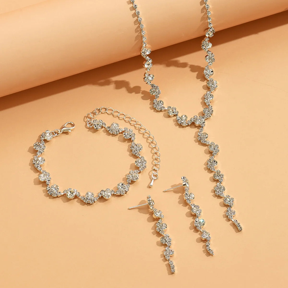 Rhinestone Crystal Tassel Jewelry Set