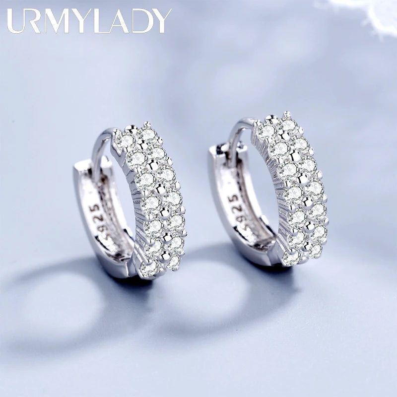 Sterling Silver Double Row Crystal Earrings