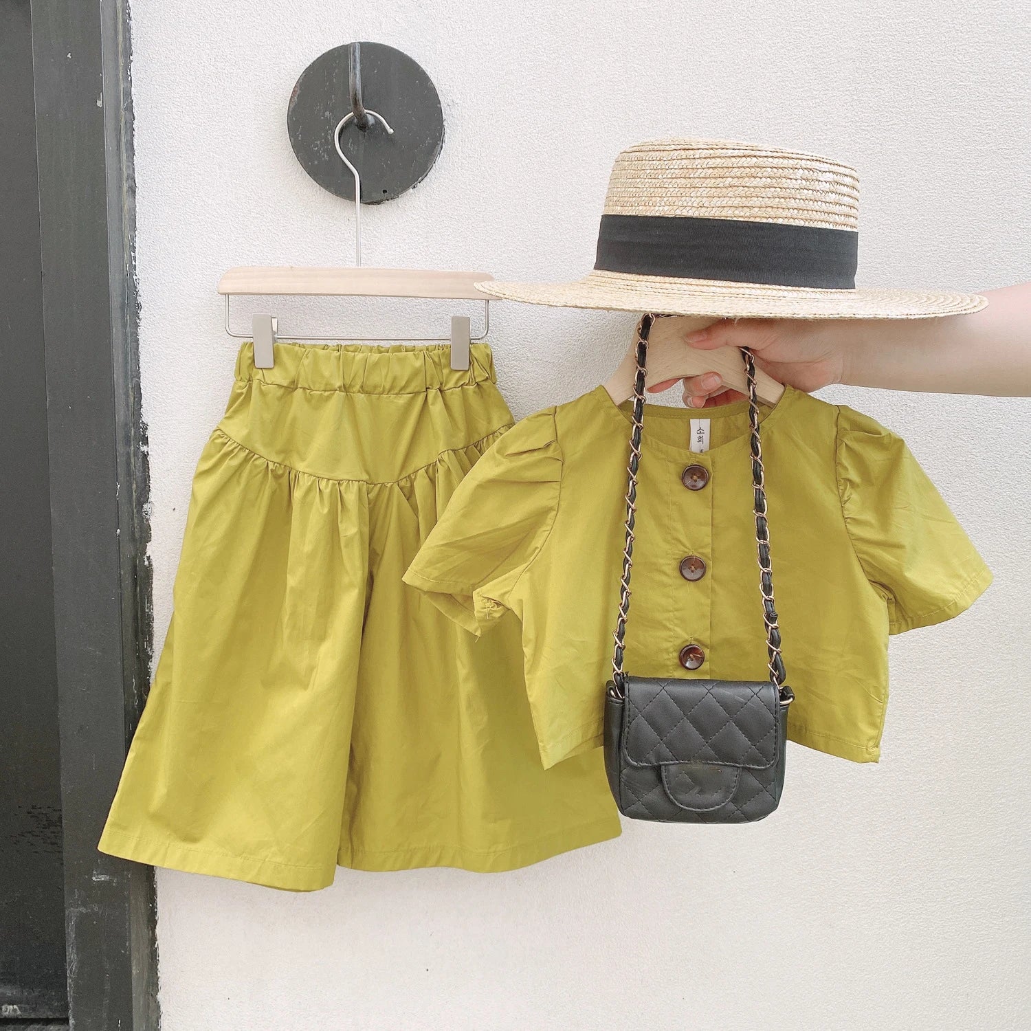 Girls' High-Waisted Top & Wide-Leg Pants Set