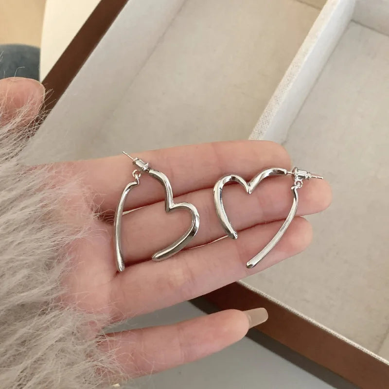 Love Heart Drop Earrings in Gold/Silver