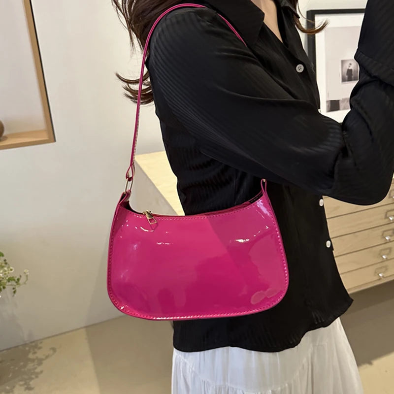 Retro Solid Color PU Leather Shoulder Bag