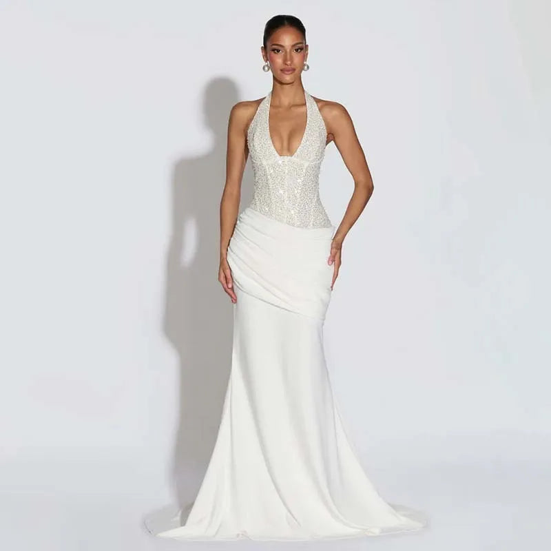 Townlike Slim Bodycon Maxi Long Dress Women Halter